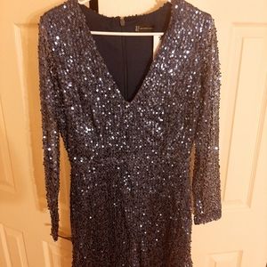 New York & Company Blue Sequins Romper
